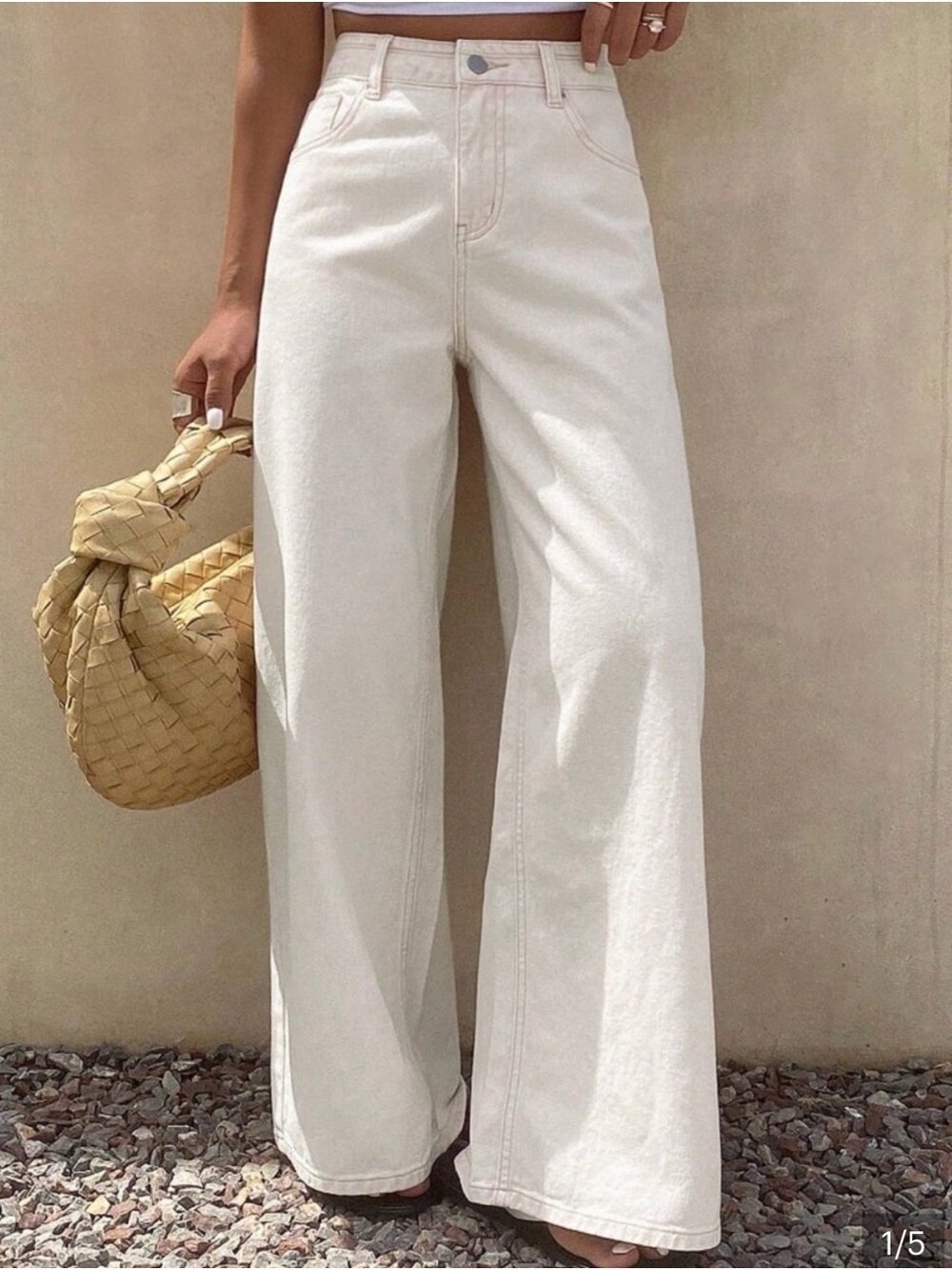 Derek Lam White Wide Leg High-Rise Jeans